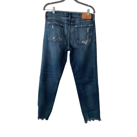 Moussy Womens Straight Leg Jeans Blue Distressed Medium Wash Mid Rise Japan 29 - Picture 5 of 6